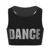 Freebily Kids Girls Metallic Sleeveless Racerback Bra Dance Top High Support Crop Top Gymnastic Sport Cheer Performance Dance Printed Silver 5-6 view 1