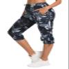 ChinFun Women's Hiking Capris Pants Outdoor Quick Dry Cargo Cropped Pants Water Resistant Sun Protection UPF 50+ Black & Grey Leaves Size M view 1