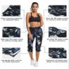 ChinFun Women's Hiking Capris Pants Outdoor Quick Dry Cargo Cropped Pants Water Resistant Sun Protection UPF 50+ Black & Grey Leaves Size M view 3