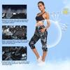 ChinFun Women's Hiking Capris Pants Outdoor Quick Dry Cargo Cropped Pants Water Resistant Sun Protection UPF 50+ Black & Grey Leaves Size M view 4