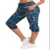 ChinFun Women's Hiking Capris Pants Outdoor Quick Dry Cargo Cropped Pants Water Resistant Sun Protection UPF 50+ Navy & Grey Camo Size M view 1