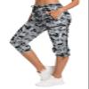 ChinFun Women's Hiking Capris Pants Outdoor Quick Dry Cargo Cropped Pants Water Resistant Sun Protection UPF 50+ Black & Grey Gridding Size L view 1