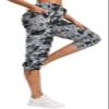 ChinFun Women's Hiking Capris Pants Outdoor Quick Dry Cargo Cropped Pants Water Resistant Sun Protection UPF 50+ Black & Grey Gridding Size L view 2