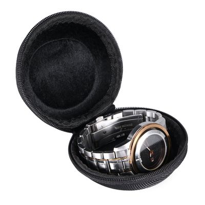 Baluue Travel Watch Case, Single Watch Box Zipper, EVA Storage Box Round Wristwatches, Single Organizer Showcase for Mens
