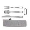 OUTXE Titanium Flatware Knife Fork Spoon Set Lightweight Ti Camping Utility Cutlery Set with Carrying Bag for Traveling Picnic Hiking view 1
