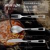 OUTXE Titanium Flatware Knife Fork Spoon Set Lightweight Ti Camping Utility Cutlery Set with Carrying Bag for Traveling Picnic Hiking view 2
