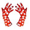 QIN-FE Women LONG GLOVES Faux Shine Patent Leather Large Polka Dot Slim Red Party Role Evening Dress Gloves (40cm) view 1
