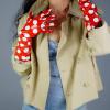 QIN-FE Women LONG GLOVES Faux Shine Patent Leather Large Polka Dot Slim Red Party Role Evening Dress Gloves (40cm) view 4