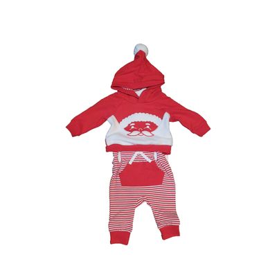 Cat & Jack Baby Boys 2 pc Santa Holiday Hooded Holiday Top & Bottom Set 3-6 Months Red
