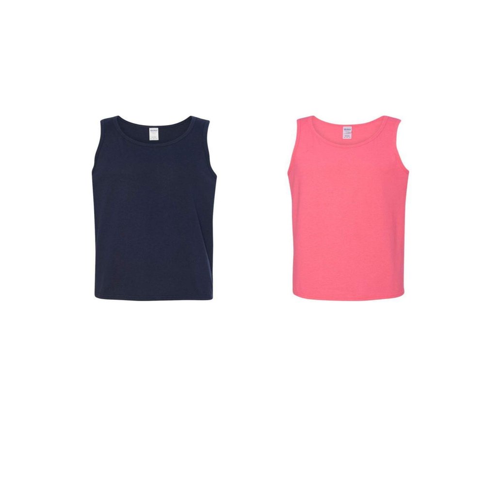 Gildan Men's Tank Top 5.3 oz 2 Pack Black/Pink