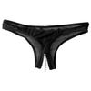 Aislor Women's Sexy Underwear See Through Mesh Artificial Pearls G-String Knickers Briefs Lingerie Black One Size view 4