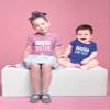 Unordinary Toddler big sister little brother outfit matching shirts sets baby newborn outfits shirt (Pink/Charcoal Blue, Kid (2Y) / Baby (3-6M)) view 2