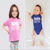 Unordinary Toddler big sister little brother outfit matching shirts sets baby newborn outfits shirt (Pink/Charcoal Blue, Kid (2Y) / Baby (3-6M)) view 3