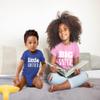 Unordinary Toddler big sister little brother outfit matching shirts sets baby newborn outfits shirt (Pink/Charcoal Blue, Kid (2Y) / Baby (3-6M)) view 4