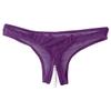 Aislor Women's Sexy Underwear See Through Mesh Artificial Pearls G-String Knickers Briefs Lingerie Purple One Size view 4