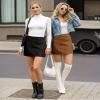 MANGOPOP Mini Faux Suede Skirt for Women High Waist Skirts view 3