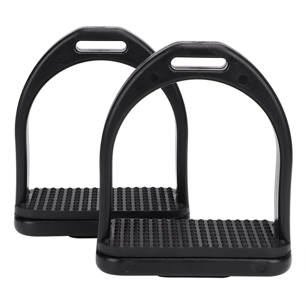 1 Pair Horse Stirrups, High Strength Plastic Horse Riding Stirrups with Non-Slip Rubber Pad Horse Tool