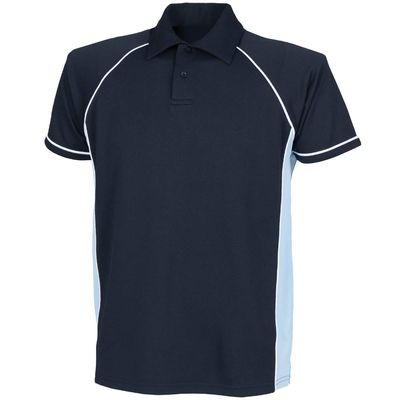 Finden & Hales Kids Piped Performance Polo LV372 - Sportswear Short Sleeves Tee - Navy/Sky/White (13-14 Years)