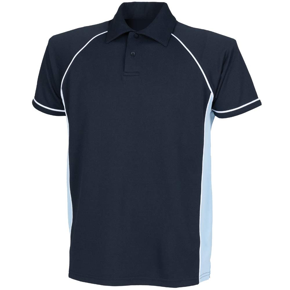 Finden & Hales Kids Piped Performance Polo LV372 - Sportswear Short Sleeves Tee - Navy/Sky/White (13-14 Years)