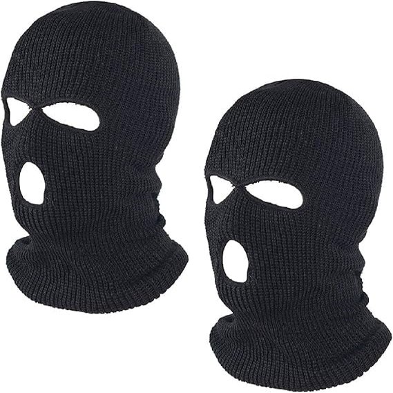 3 Hole Winter Knitted Mask, Outdoor Sports Full Face Cover Ski Mask Warm Knit Balaclava for Adult Black