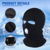 3 Hole Winter Knitted Mask, Outdoor Sports Full Face Cover Ski Mask Warm Knit Balaclava for Adult Black view 3