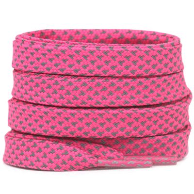 DELELE 2 Pairs Reflective Shoelace Flat Rose Red Safety Laces for Shoes Sneakers Boots 39 inch
