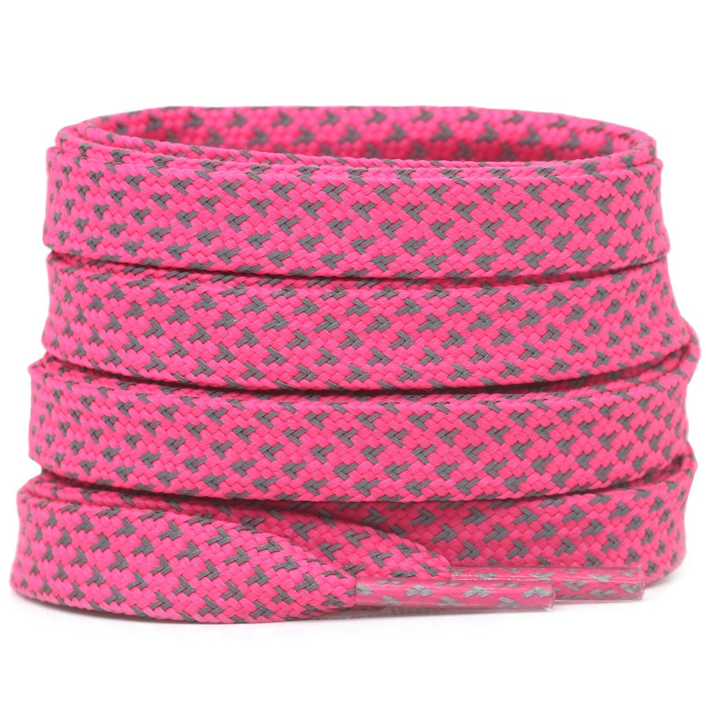 DELELE 2 Pairs Reflective Shoelace Flat Rose Red Safety Laces for Shoes Sneakers Boots 39 inch