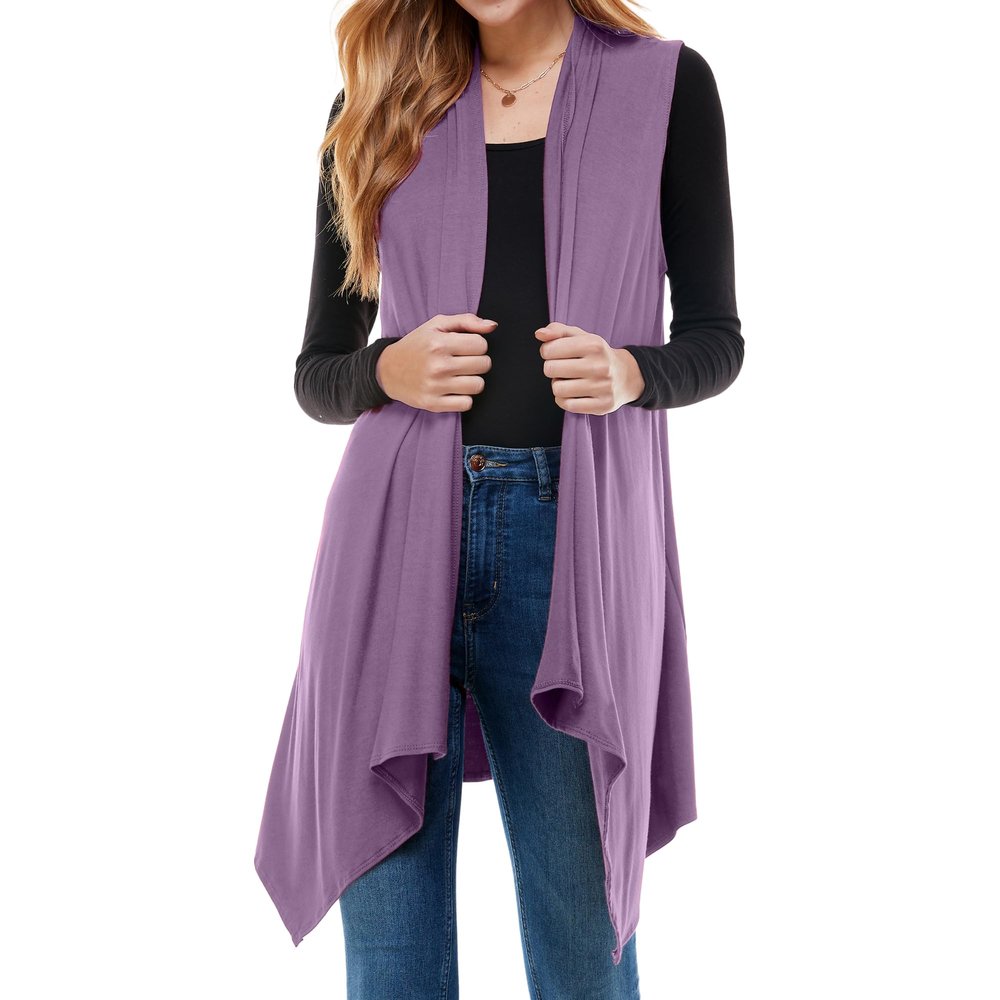 Azules Sleeveless Cardigan Vest for Women  Soft Lightweight Open Front Long Cardigan, Flowy Casual Layer for Any Season Small Silver Sand