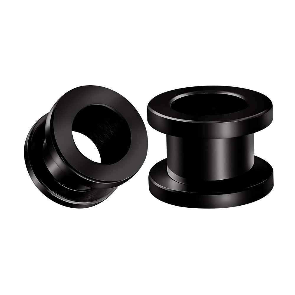 BIG GAUGES Pair of Black Anodized 00 g 10 mm screw-fit Flesh Tunnels Ear Plugs Piercing Jewelry Earring Stretcher Lobe BGTU 10635