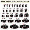 BIG GAUGES Pair of Black Anodized 00 g 10 mm screw-fit Flesh Tunnels Ear Plugs Piercing Jewelry Earring Stretcher Lobe BGTU 10635 view 4