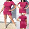 BTFBM Womens Summer Dresses 2026 Casual Bodycon Mini Dress Short Sleeve Crew Neck Mini Ruched Spring Beach Vacation Outfits(Rose Red, X-Large) view 4