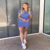 BTFBM Womens Summer Dresses 2026 Casual Bodycon Mini Dress Short Sleeve Crew Neck Mini Ruched Spring Beach Vacation Outfits(Purple Blue, X-Large) view 2