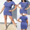 BTFBM Womens Summer Dresses 2026 Casual Bodycon Mini Dress Short Sleeve Crew Neck Mini Ruched Spring Beach Vacation Outfits(Purple Blue, X-Large) view 4