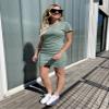 BTFBM Womens Summer Dresses 2026 Casual Bodycon Mini Dress Short Sleeve Crew Neck Mini Ruched Spring Beach Vacation Outfits(Grey Green, Medium) view 3