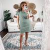BTFBM Womens Summer Dresses 2026 Casual Bodycon Mini Dress Short Sleeve Crew Neck Mini Ruched Spring Beach Vacation Outfits(Grey Green, Medium) view 4