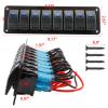 Amarine Made 12-24V Boat Switch Panel Illuminated Rocker Switch Aluminum Pre-wired Panel 2,3,4,5,6,8 Gang Toggle Switches Dash 5 Pin ON/Off 2 LED Backlit for Bus Boat Car Marine Blue LED IP65 (8 Gang) view 2