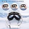 FONHCOO Ski Goggles for Men Women,Anti-Fog OTG Snow Snowboard Glasses with Detachable Lens for Skiing Skating,UV Protection Anti-Glare Blue view 3