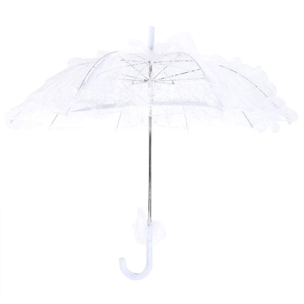 Sixx Lace Parasol, Bridal Lace Cotton Umbrella for Wedding Parties, Dancing Photography Prop, Kids Gift (White)