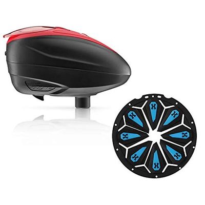 Dye LT-R Electronic Paintball Loader - Red with HK Army Epic Speed Feed (Red with Sapphire Epic Speed Feed)