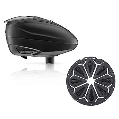 Dye LT-R Electronic Paintball Loader - Black with HK Army Epic Speed Feed (Black with Charcoal Epic Speed Feed)
