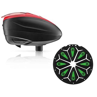 Dye LT-R Electronic Paintball Loader - Red with HK Army Epic Speed Feed (Red with Mint Epic Speed Feed)