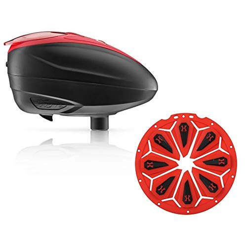 Dye LT-R Electronic Paintball Loader - Red with HK Army Epic Speed Feed (Red with Lava Epic Speed Feed)