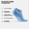DANISH ENDURANCE Ankle Running Socks for Men Women, Anti Blister, Cycling, Fitness, Light Blue, Large view 2