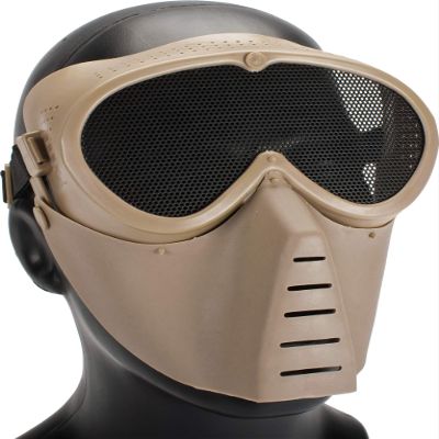 Evike Airsoft - SanSei Type Tactical Low Profile Airsoft Mesh Face Pro - Dark Earth