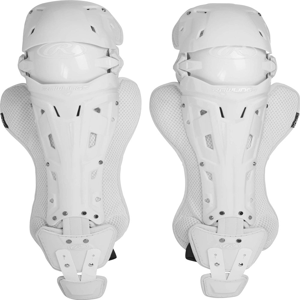 Rawlings | MACH Catcher's Leg Guards | Baseball | Adult | White/White