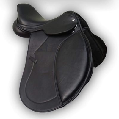 Saddles World Shalimar Black Leather Dressage Horse Saddle (Black, 14)
