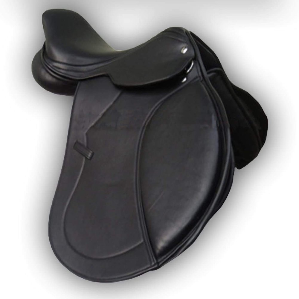 Saddles World Shalimar Black Leather Dressage Horse Saddle (Black, 14)