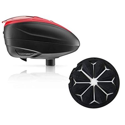 Dye LT-R Electronic Paintball Loader - Red with HK Army Epic Speed Feed (Red with Blackout Epic Speed Feed)