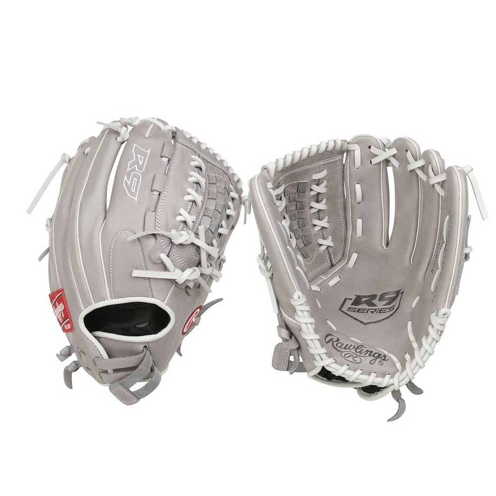 Rawlings | R9 Series Fastpitch Softball Glove | Double-Lace Basket Web | Grey | 12' | RHT