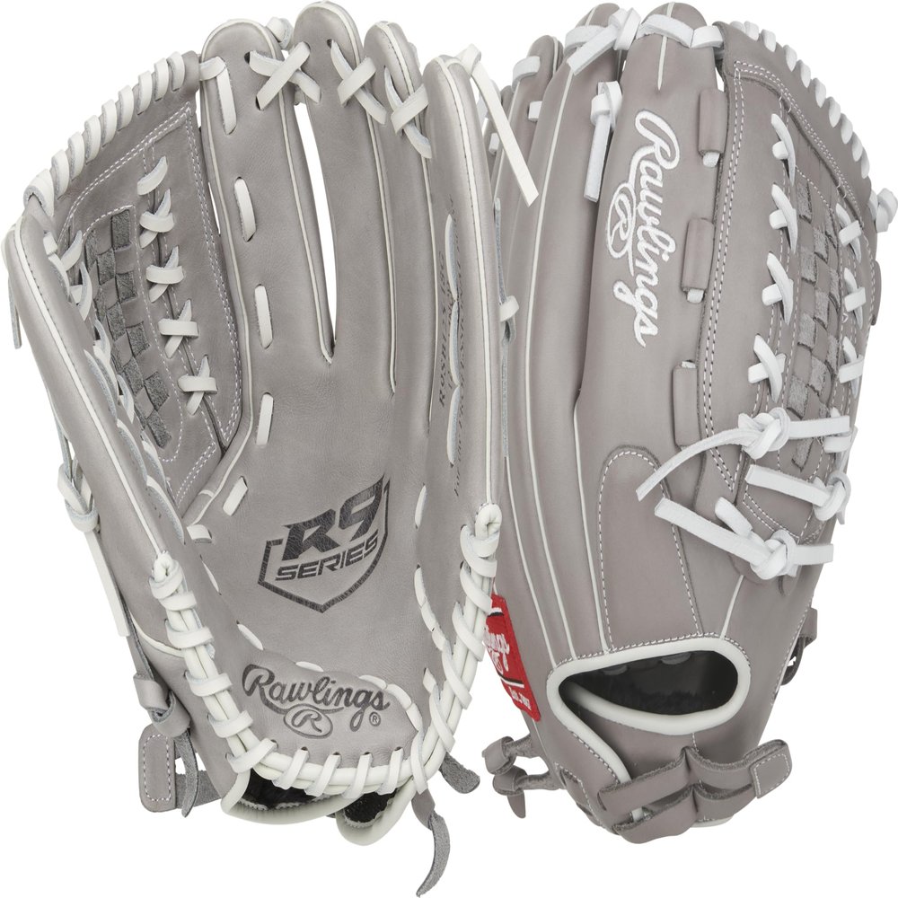 Rawlings | R9 Series Fastpitch Softball Glove | Double-Lace Basket Web | Grey | 12.5' | RHT